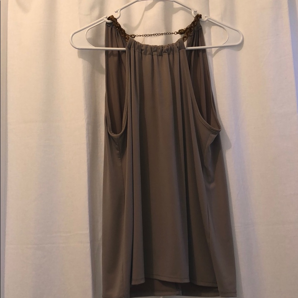 Tan Tank Top with Gold Accents